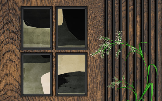 Earthy Calm – Modern Abstract Wall Art Set 🌿🖤