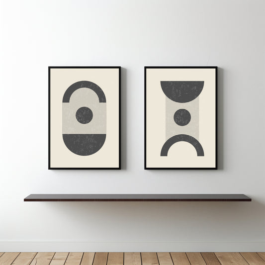 Balanced Forms – Minimal Geometric Wall Art 🖤✨