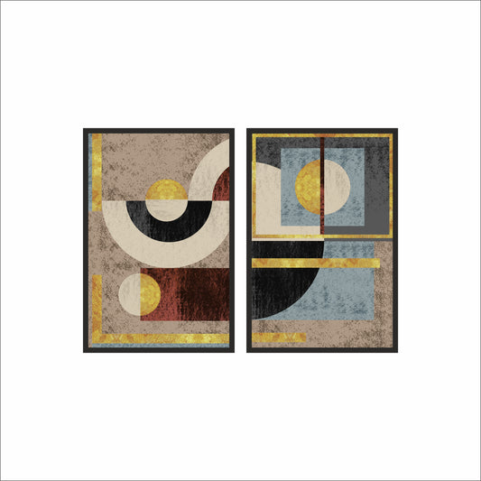 Golden Geometry – Contemporary Abstract Wall Art ✨🖤