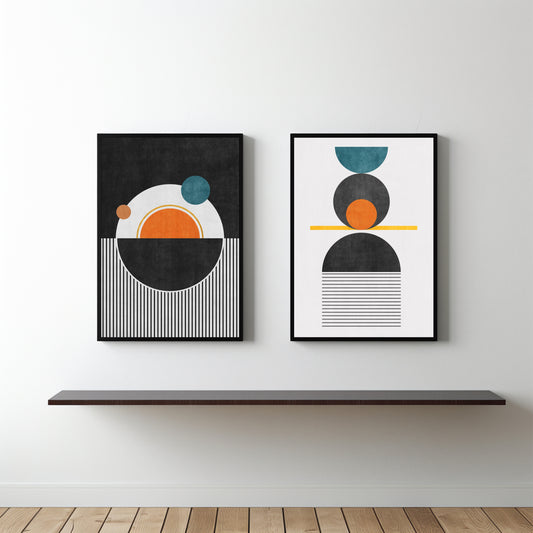Graphic Balance – Modern Geometric Wall Art ⚫🟠✨