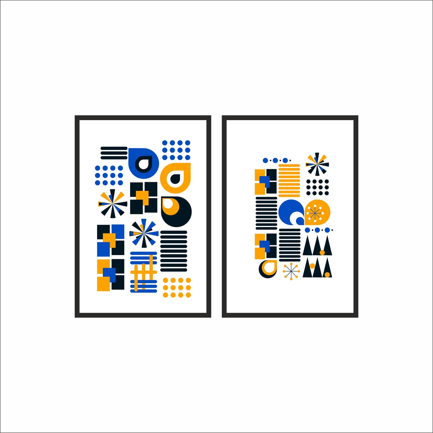 Rhythmic Forms – Modern Graphic Wall Art 🔵🟡✨