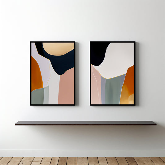 Earthflow Harmony – Modern Abstract Wall Art Set 🍂✨