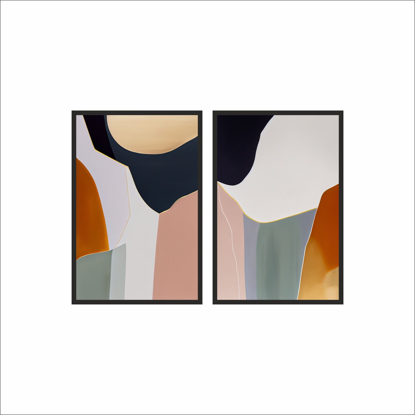 Earthflow Harmony – Modern Abstract Wall Art Set 🍂✨