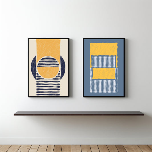 Golden Contrast – Modern Textured Abstract Wall Art Set ✨🎨