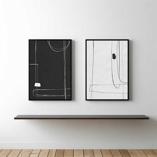 Silent Lines Wall Art Photo Frame – Minimal Black & White Abstract Wall Art