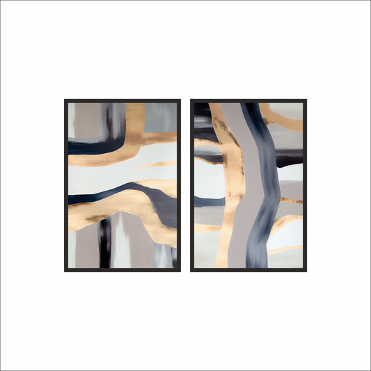 Golden Flow – Modern Abstract Harmony Wall Art ✨🎨