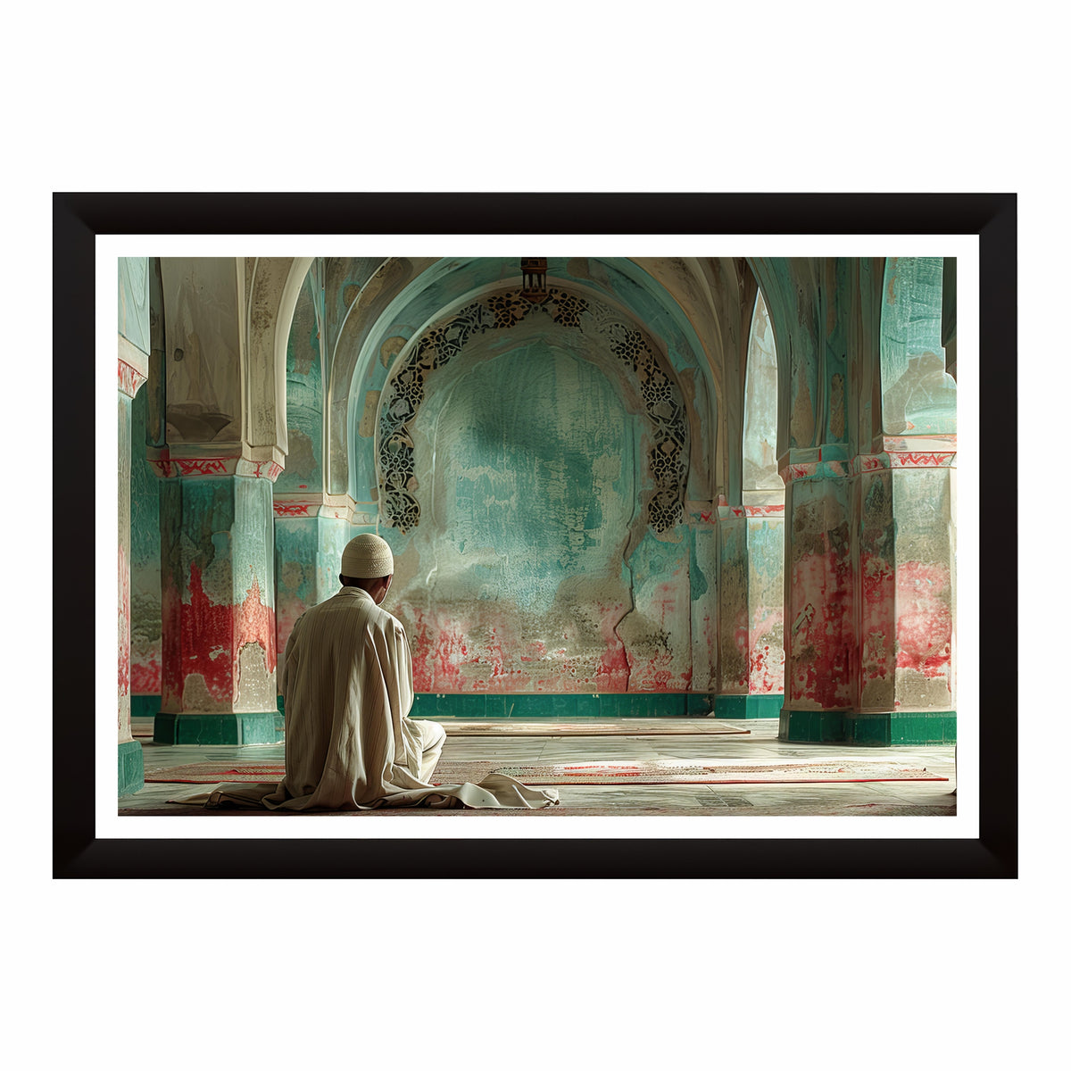 Muslim Prayer Wall Art | Islamic Mosque Salah Artwork | Ramadan Worship Decor | Spiritual Islamic Home Wall Frame