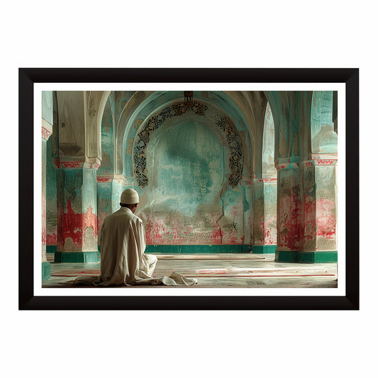 Muslim Prayer Wall Art | Islamic Mosque Salah Artwork | Ramadan Worship Decor | Spiritual Islamic Home Wall Frame