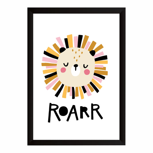Roarr Lion Nursery Wall Art | Cute Animal Kids Room Poster