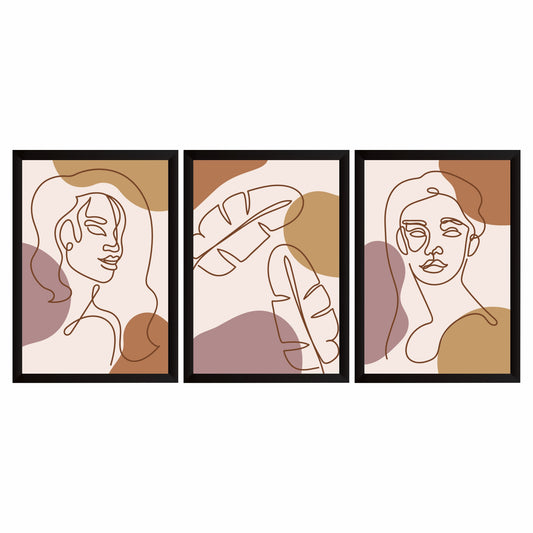 Abstract Face Line Art Wall Decor Set of 3