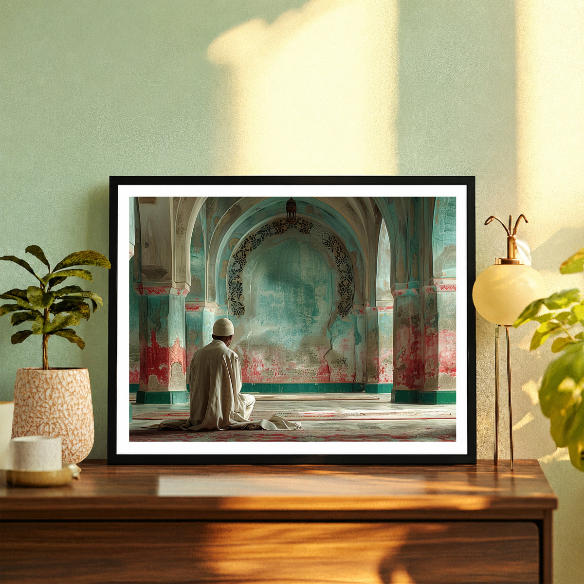Muslim Prayer Wall Art | Islamic Mosque Salah Artwork | Ramadan Worship Decor | Spiritual Islamic Home Wall Frame