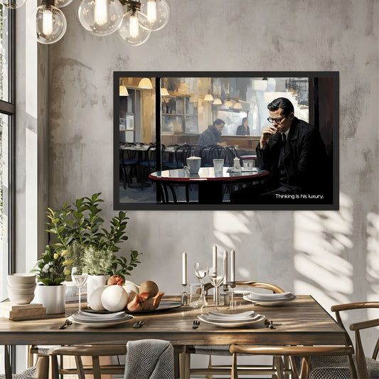 Thinking Wall Art | Coffee Café Canvas Print | Modern Inspirational Office Decor