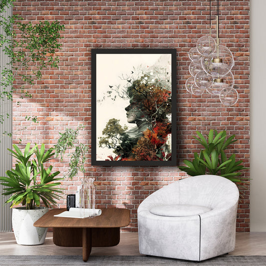 Abstract Woman & Nature Wall Art | Botanical Watercolor Portrait Artwork