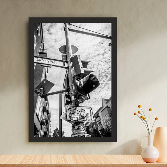 Urban Street Signs Black & White Wall Art | Vintage City Photography Print