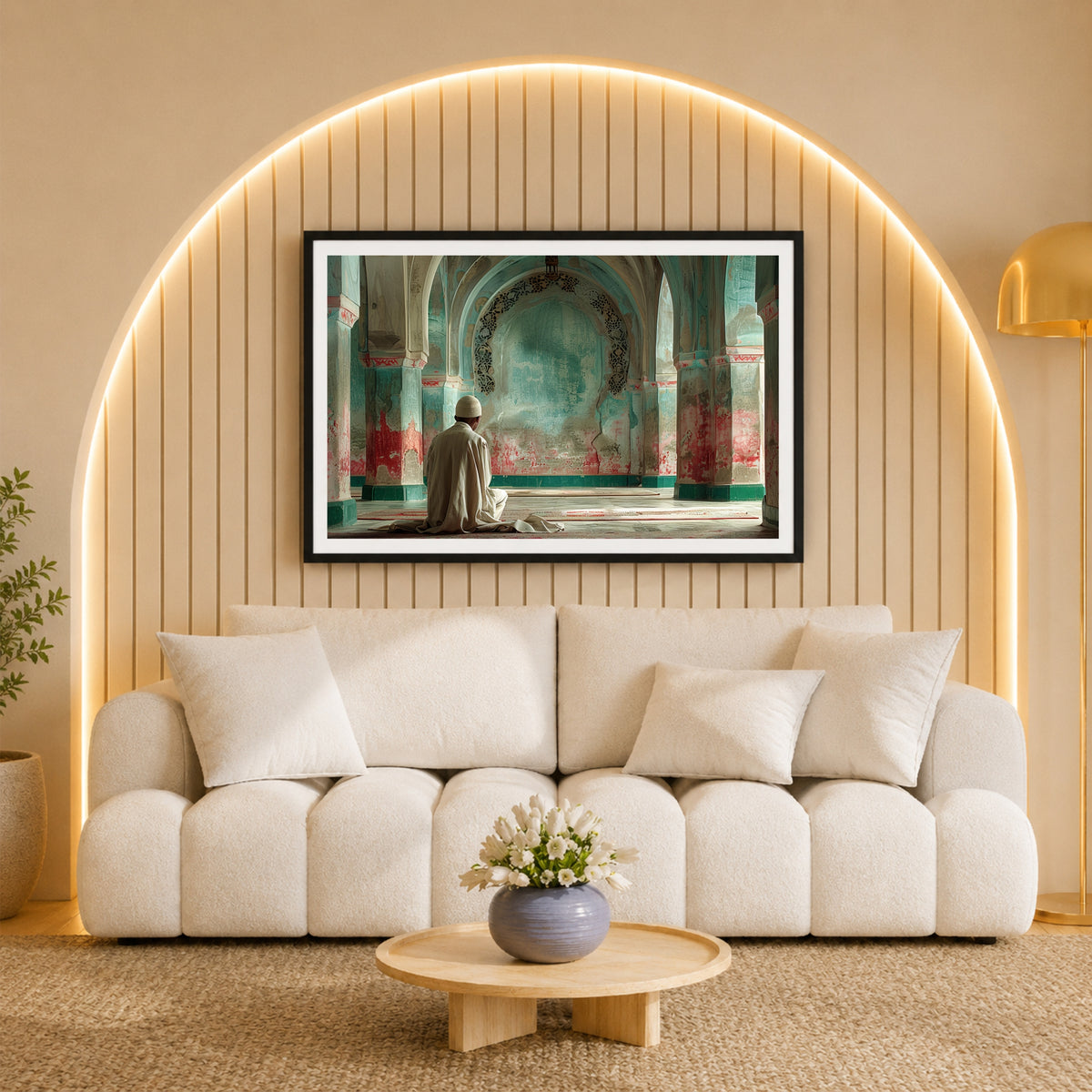 Muslim Prayer Wall Art | Islamic Mosque Salah Artwork | Ramadan Worship Decor | Spiritual Islamic Home Wall Frame