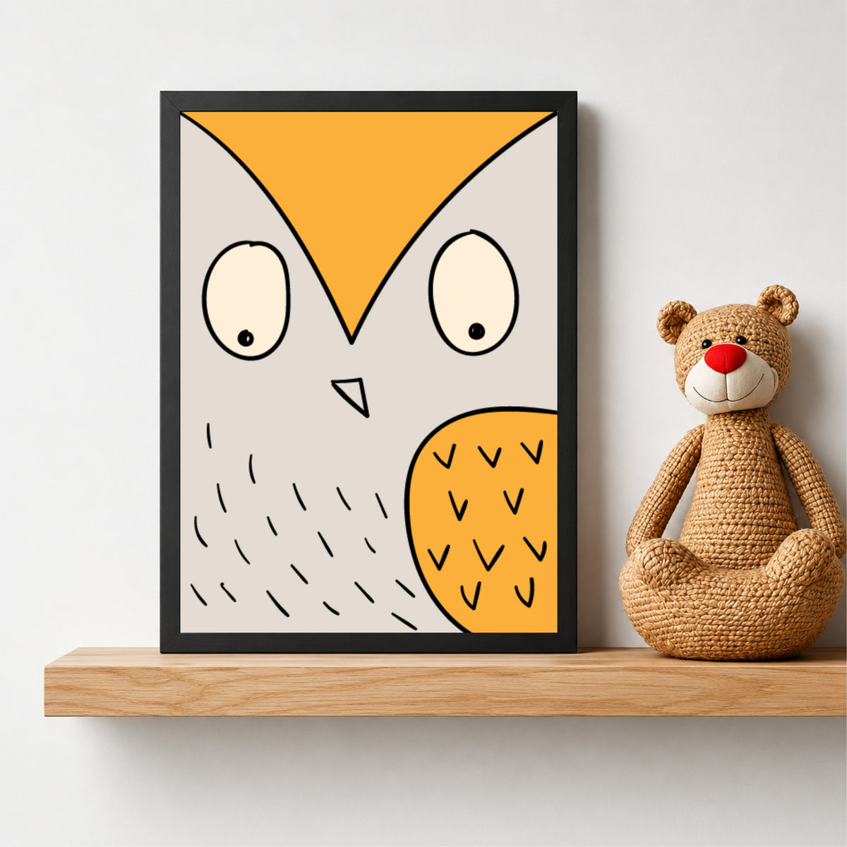 Cute Owl Wall Art | Minimalist Woodland Nursery Animal Print