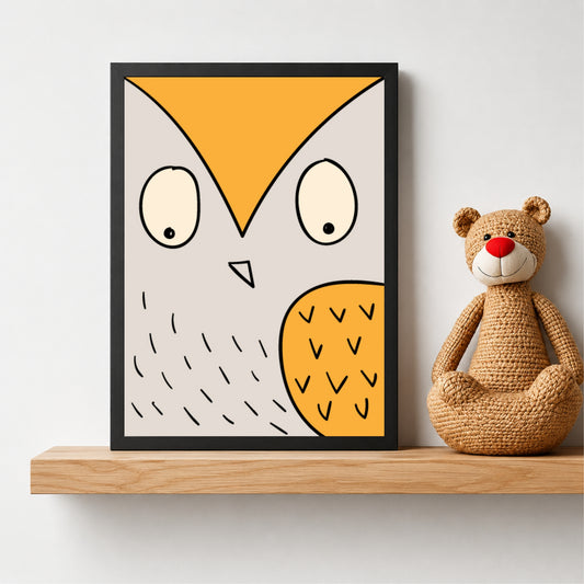 Cute Owl Wall Art | Minimalist Woodland Nursery Animal Print