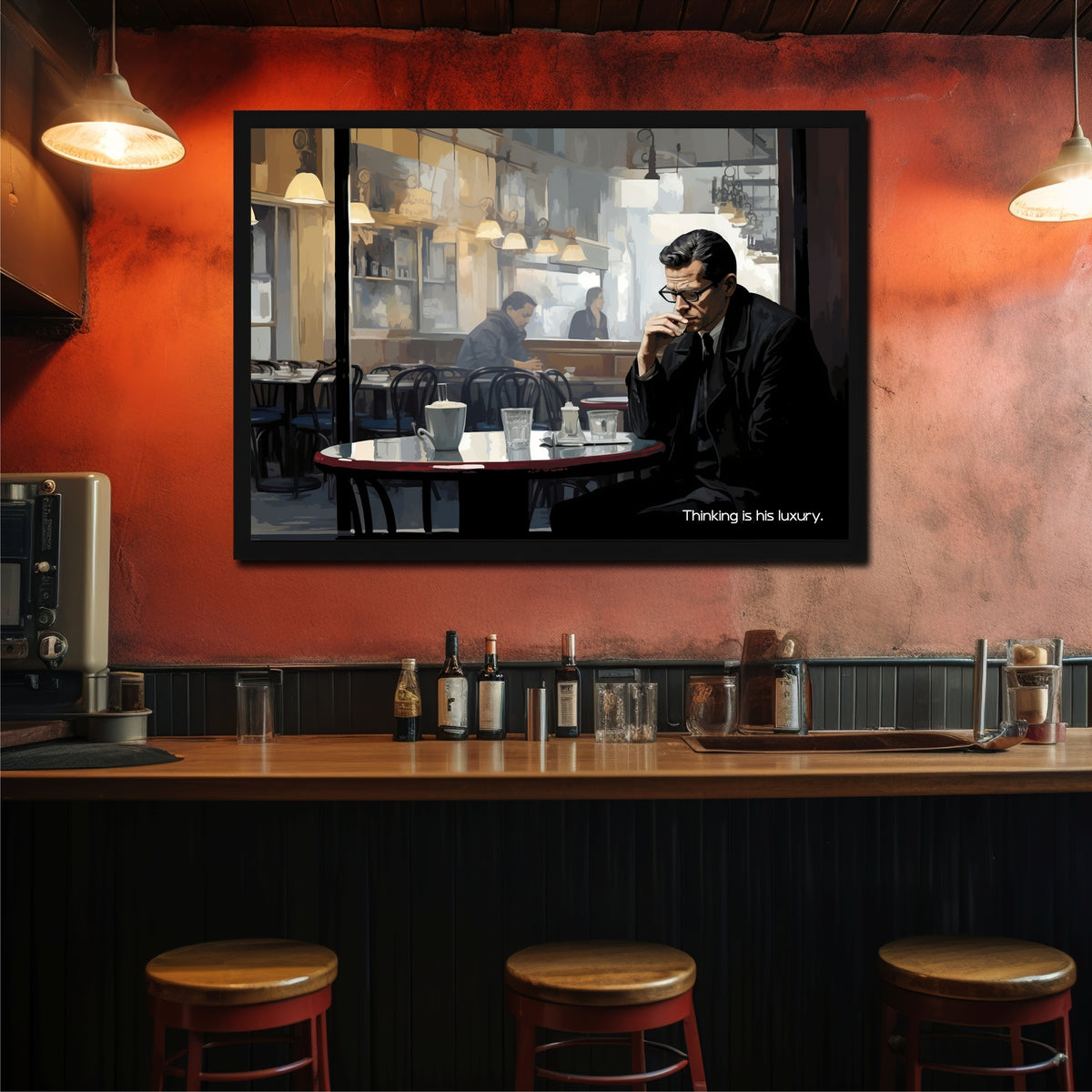 Thinking Wall Art | Coffee Café Canvas Print | Modern Inspirational Office Decor