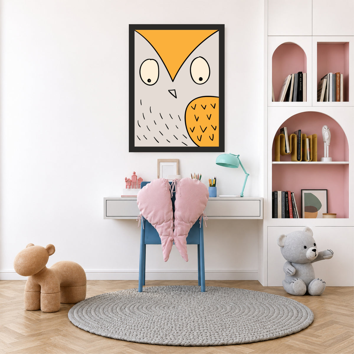 Cute Owl Wall Art | Minimalist Woodland Nursery Animal Print
