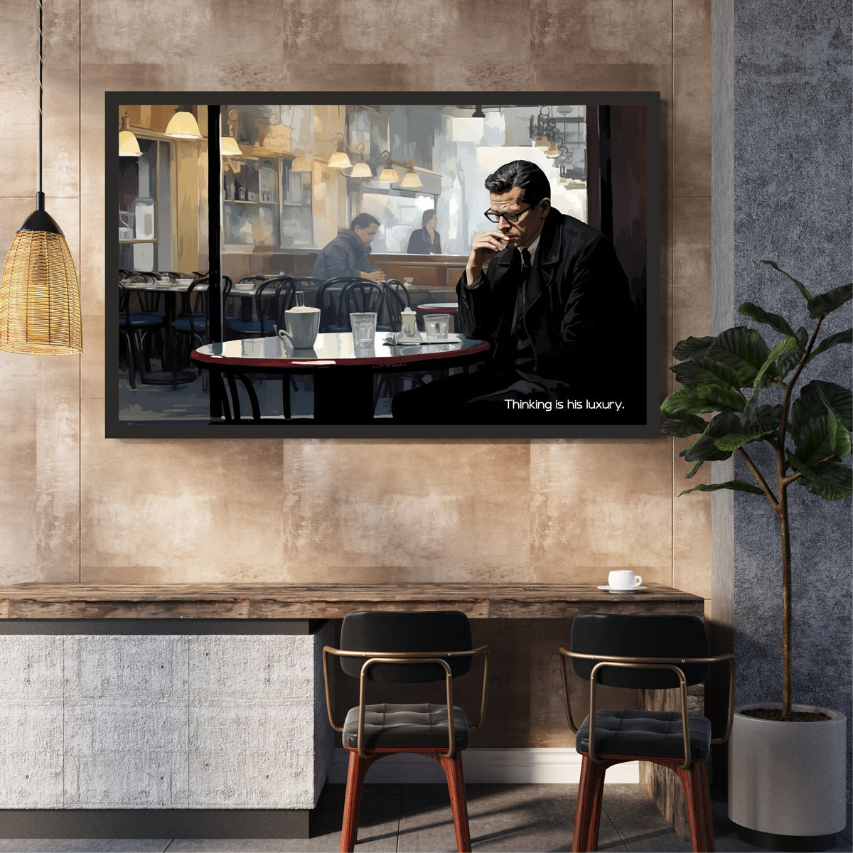 Thinking Wall Art | Coffee Café Canvas Print | Modern Inspirational Office Decor