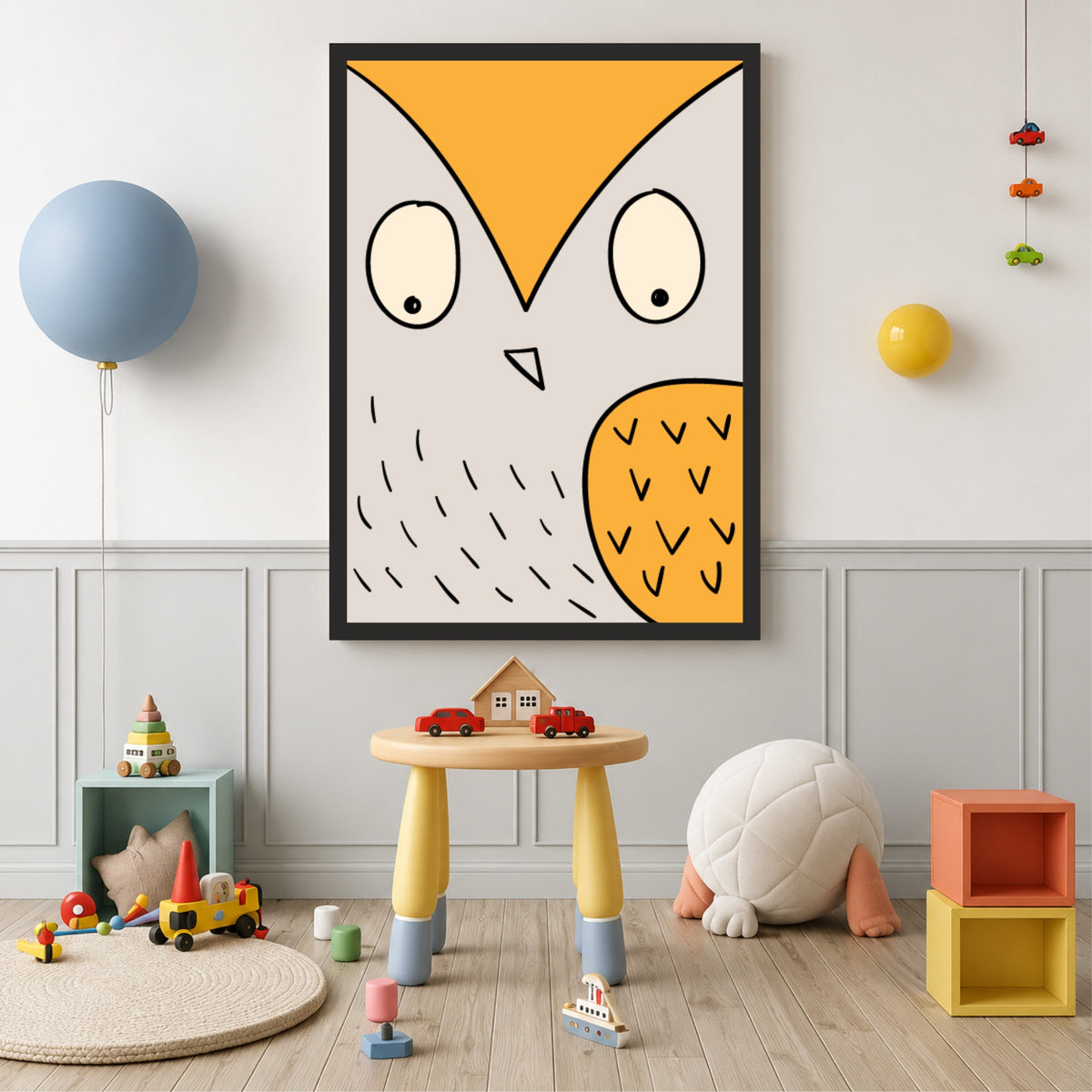 Cute Owl Wall Art | Minimalist Woodland Nursery Animal Print
