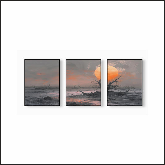 Sunset Mirage Wall Frame Set – Nature’s Warm Glow for Modern Interiors