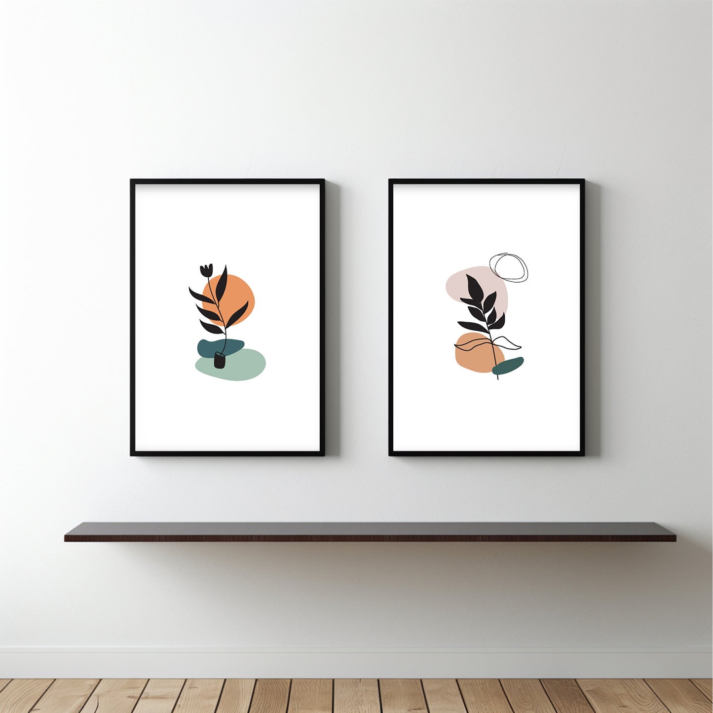 Abstract Leaf Harmony Wall Frame Set – Minimalist Art with Earthy Charm 🌿
