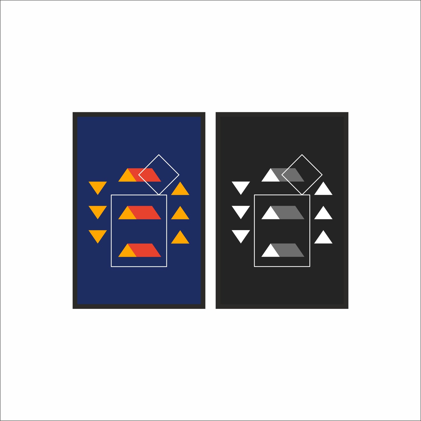 Dual Contrast – Modern Geometric Minimal Wall Art 🔺⬛🔵