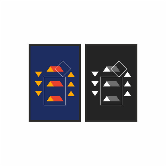 Dual Contrast – Modern Geometric Minimal Wall Art 🔺⬛🔵