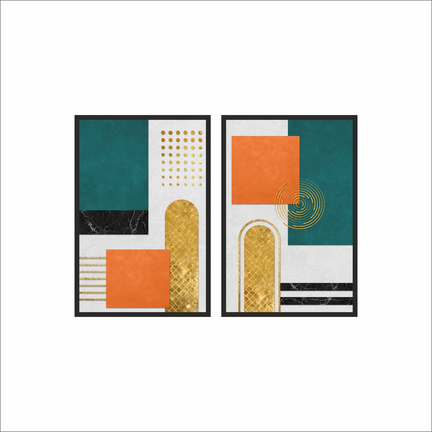 Golden Geometry – Luxe Modern Abstract Wall Art ✨🟢🟧