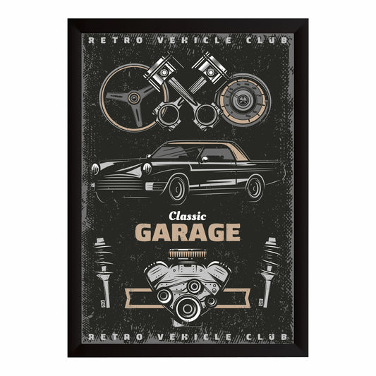 Classic Garage Vintage Car Wall Art | Retro Automotive Engine Poster