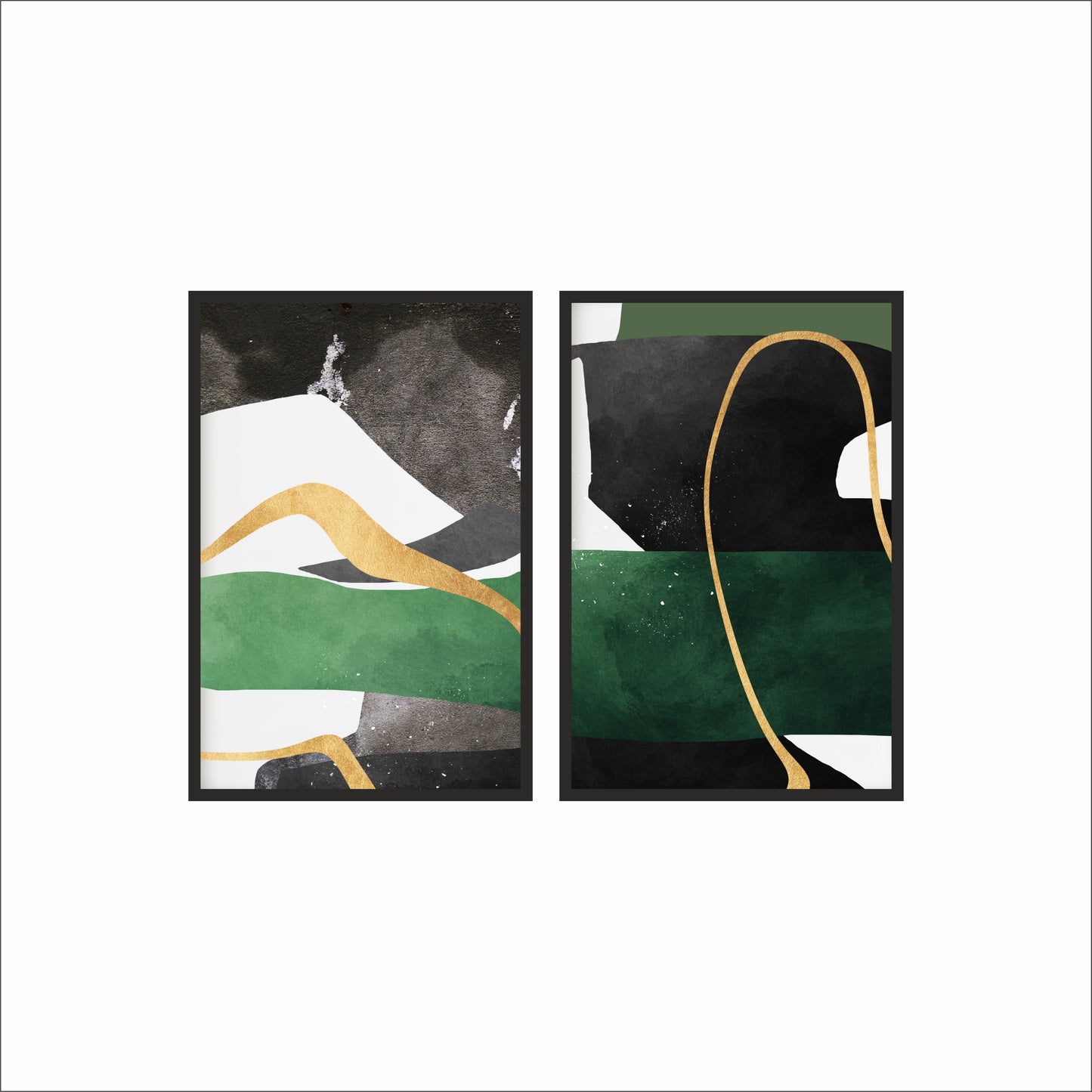 Emerald Flow – Luxury Green & Gold Abstract Wall Art 💚✨