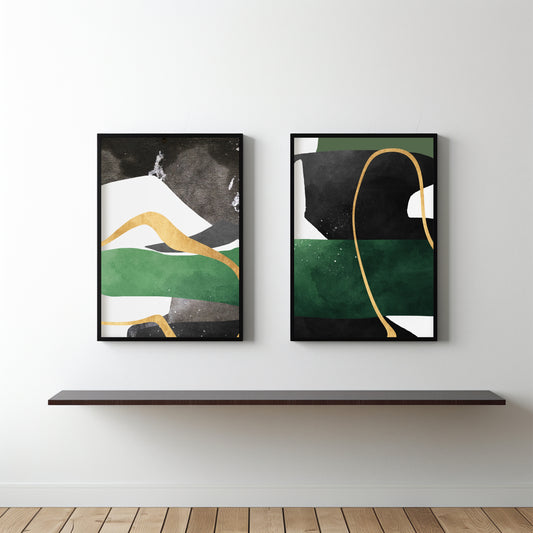 Emerald Flow – Luxury Green & Gold Abstract Wall Art 💚✨