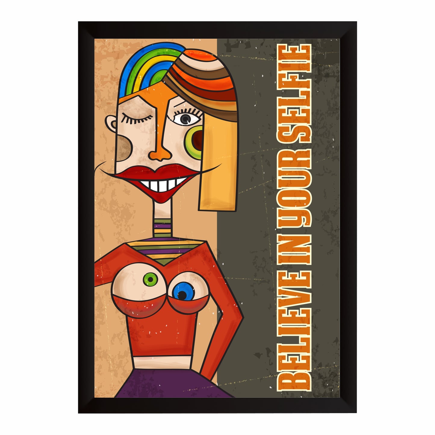 Colorful Abstract Face Wall Art | Modern Pop Art Portrait Poster
