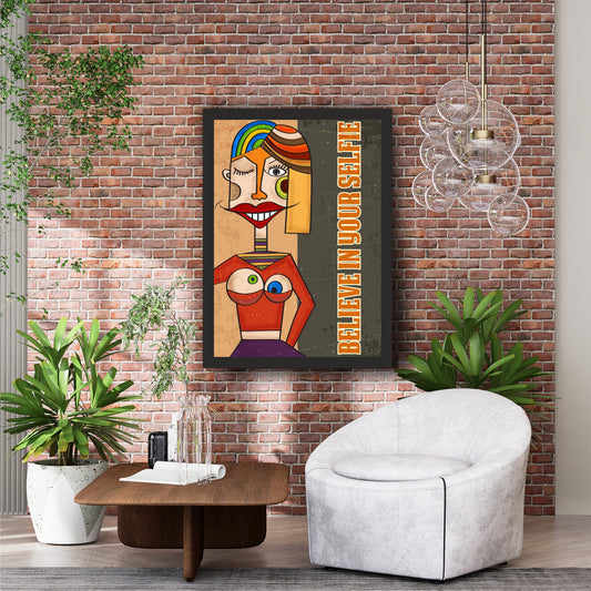 Colorful Abstract Face Wall Art | Modern Pop Art Portrait Poster