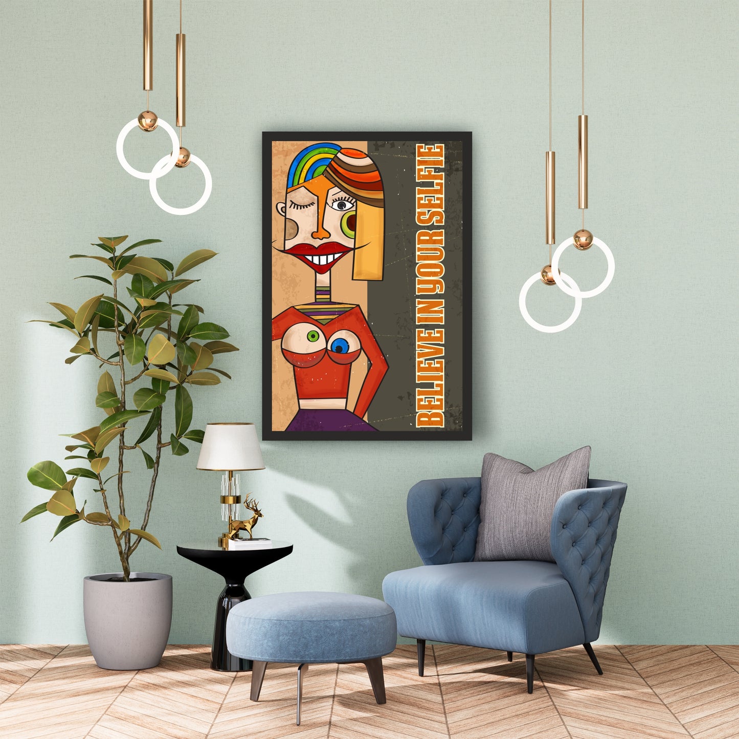 Colorful Abstract Face Wall Art | Modern Pop Art Portrait Poster