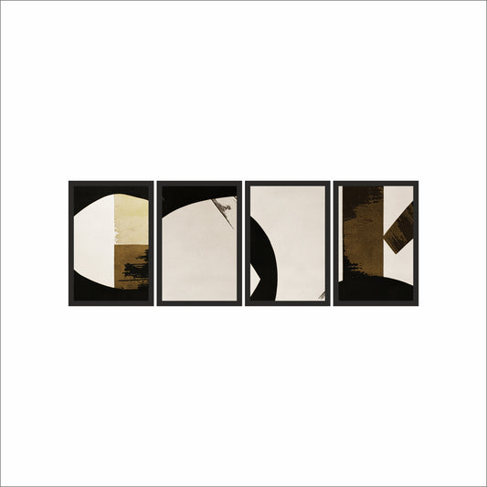 Ivory Arc – Minimal Black & Gold Abstract Wall Art 🤍🖤✨
