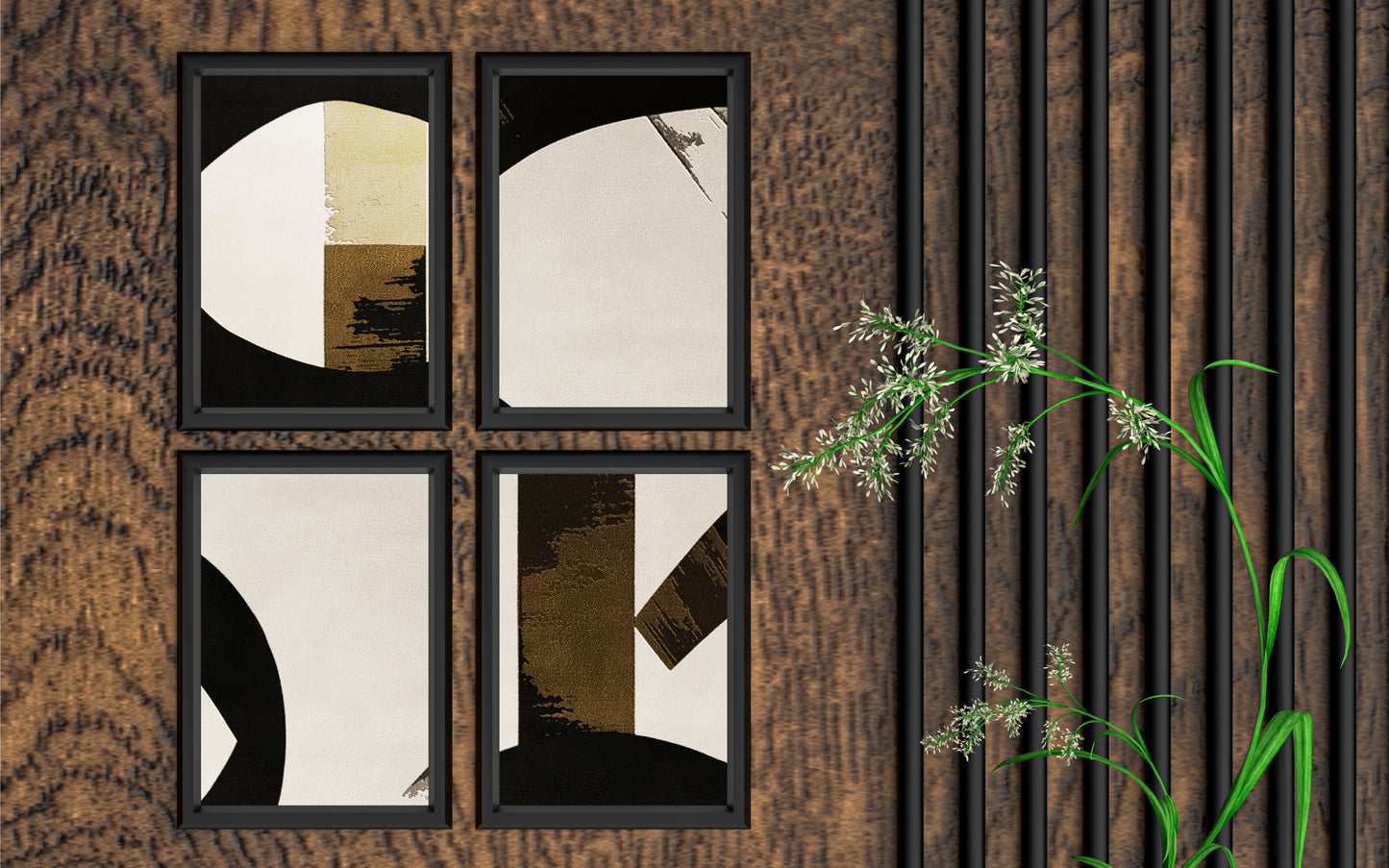 Ivory Arc – Minimal Black & Gold Abstract Wall Art 🤍🖤✨
