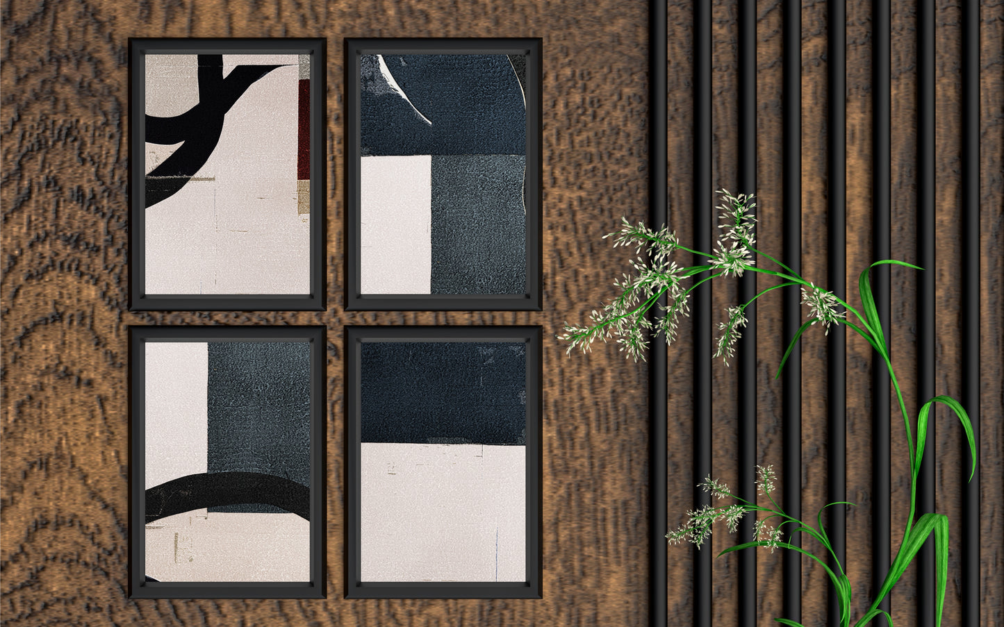 Stone Rhythm – Cool Neutral Abstract Wall Art 🤍🖤✨