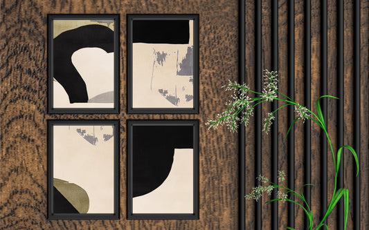 Soft Current – Neutral Modern Abstract Wall Art 🤍🖤✨