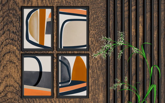 Urban Flow – Modern Geometric Abstract Wall Art 🧡🖤✨