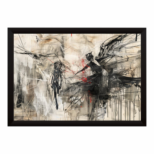 Abstract Urban Couple Wall Art | Contemporary Sketch & Ink Painting