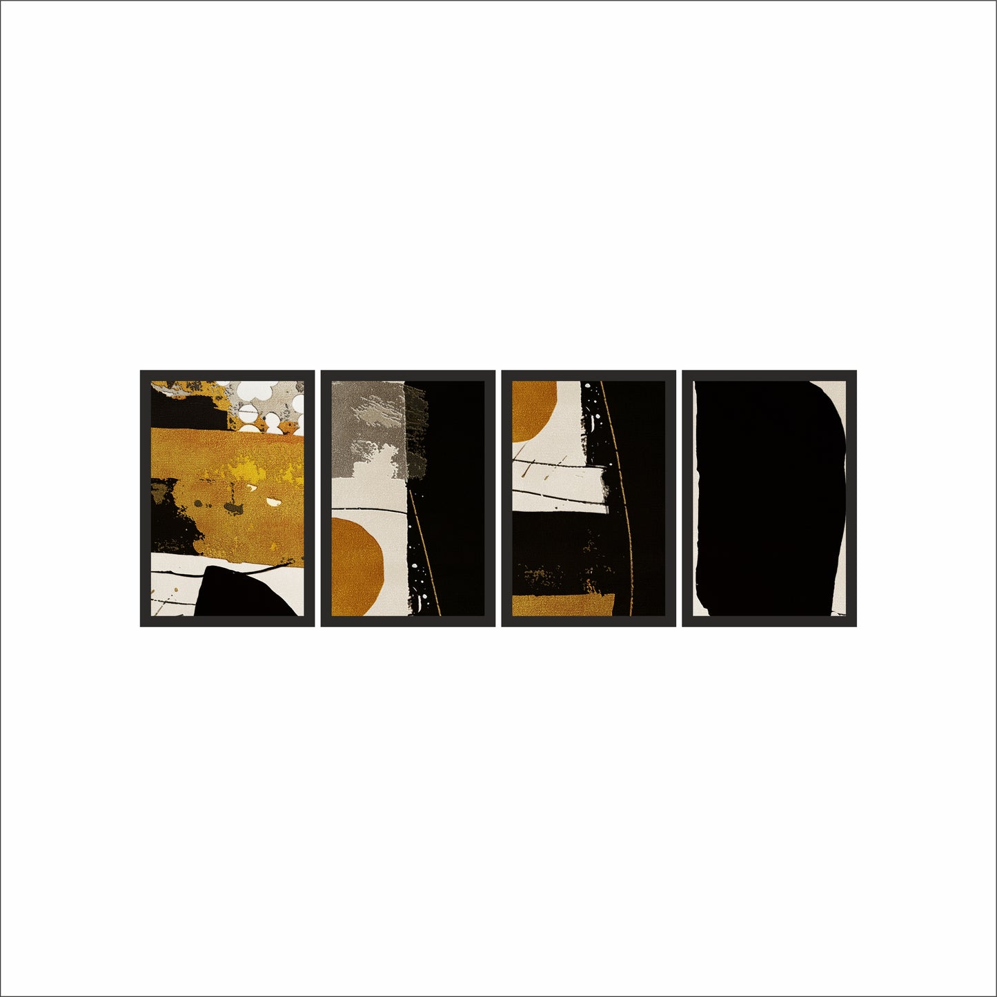 Gilded Contrast – Bold Modern Abstract Wall Art 🖤✨