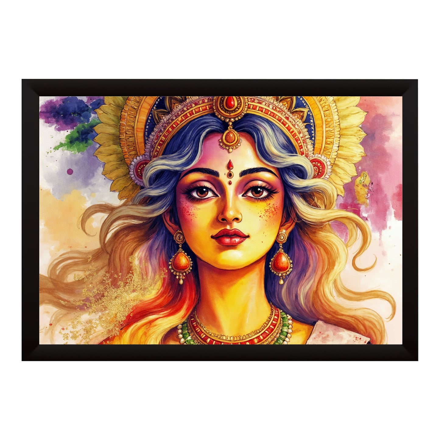 Hindu Goddess Wall Art | Divine Indian Goddess Portrait Painting