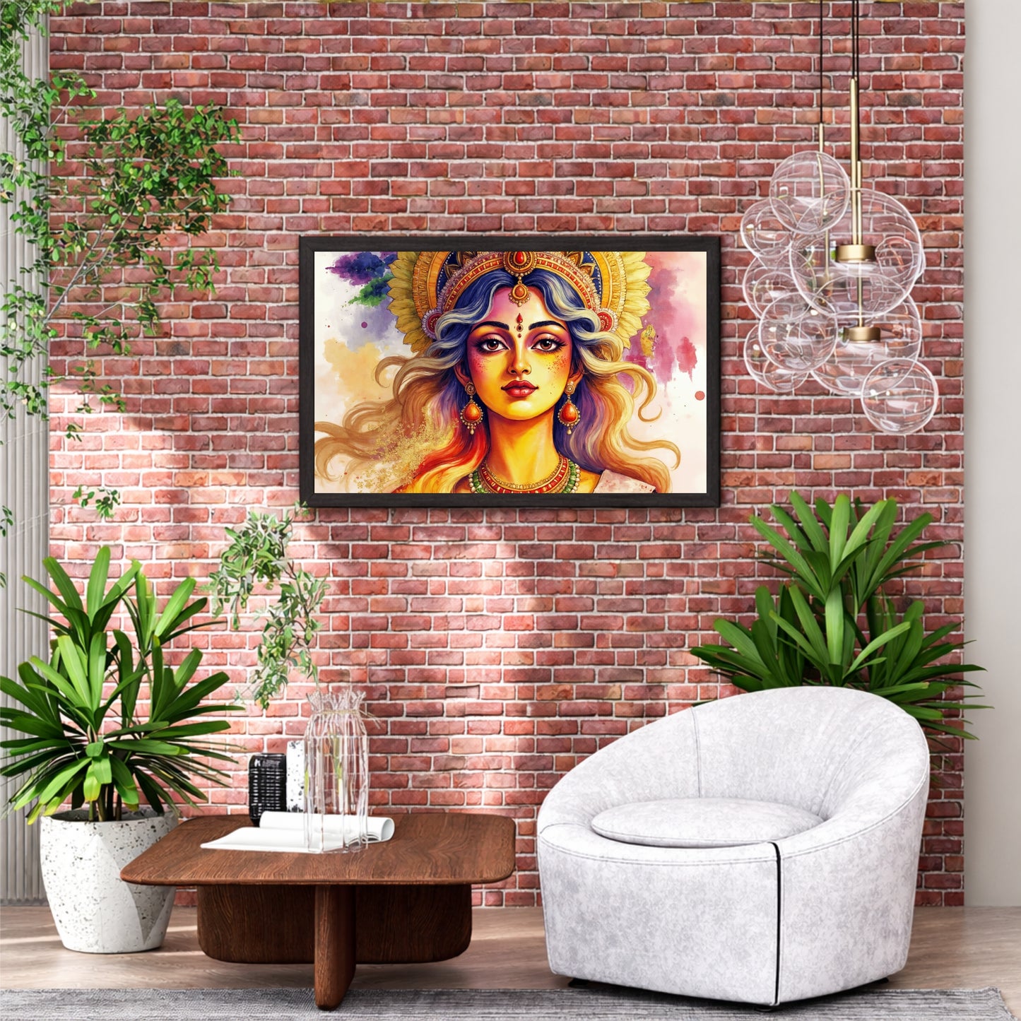 Hindu Goddess Wall Art | Divine Indian Goddess Portrait Painting