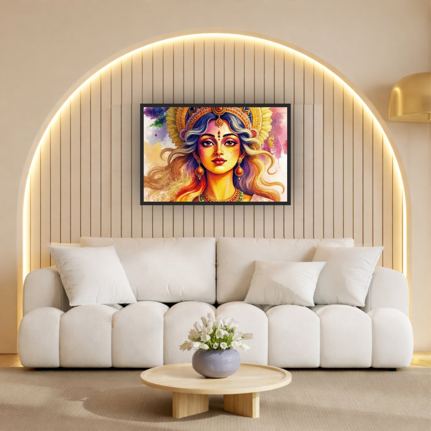Hindu Goddess Wall Art | Divine Indian Goddess Portrait Painting