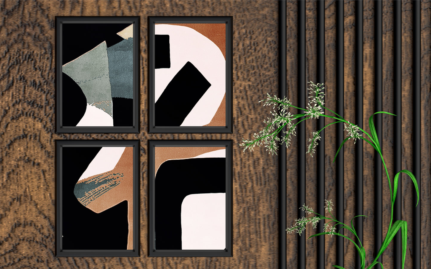 Obsidian Drift – Contemporary Abstract Wall Art 🖤🤍🤎