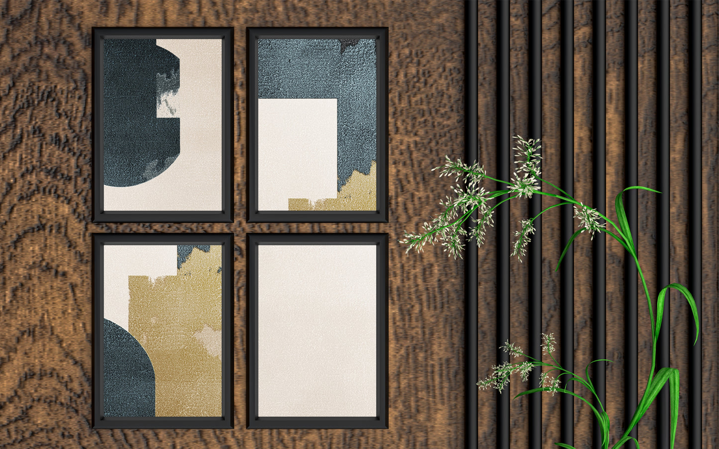 Muted Geometry – Minimal Abstract Wall Art 💙🤍