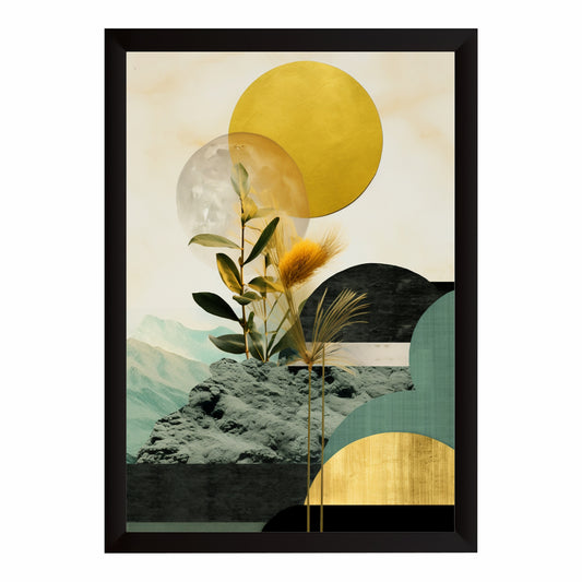 Abstract Botanical Landscape Wall Art | Modern Nature Collage Poster