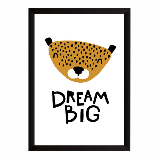 Dream Big Cheetah Nursery Wall Art | Cute Animal Kids Room Poster